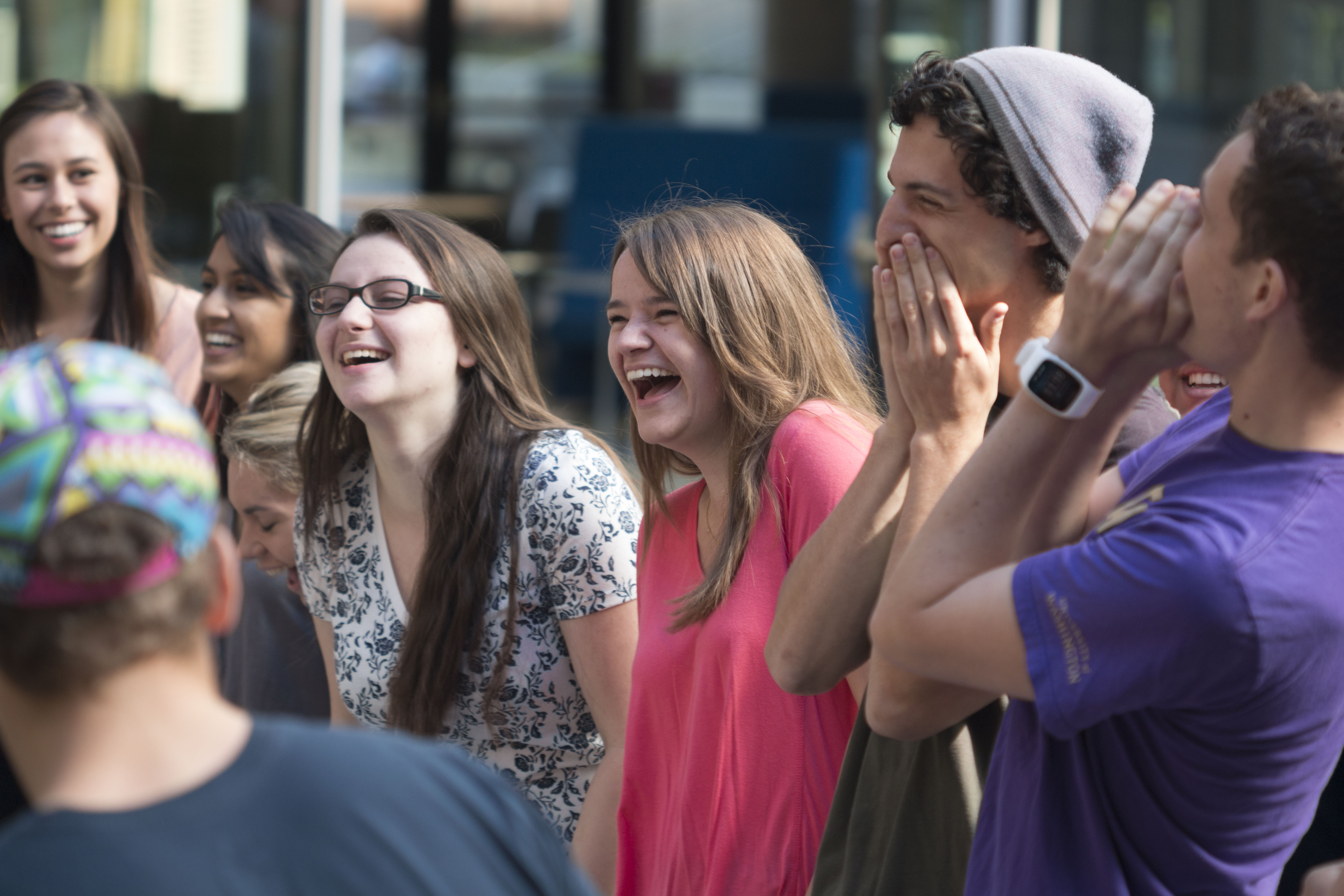 Students laughing and shouting