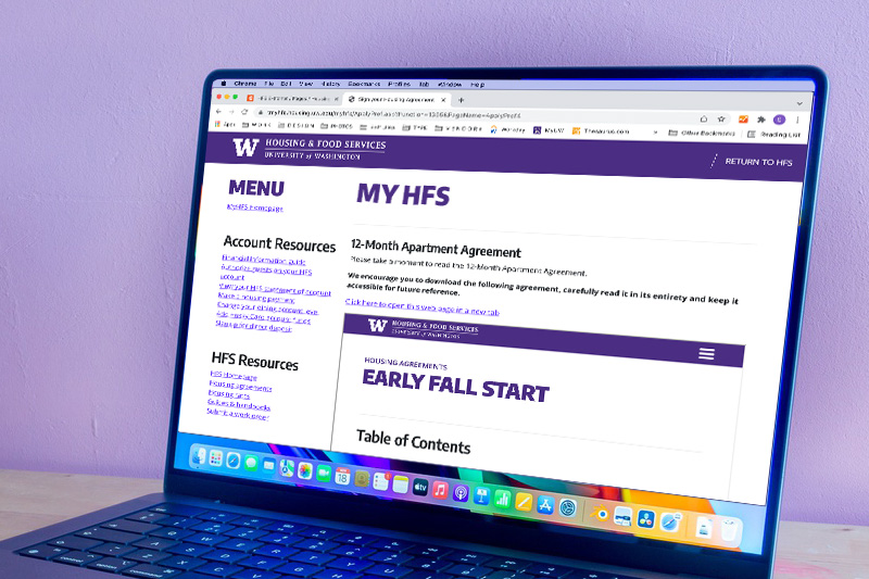 MyHFS application on laptop screen