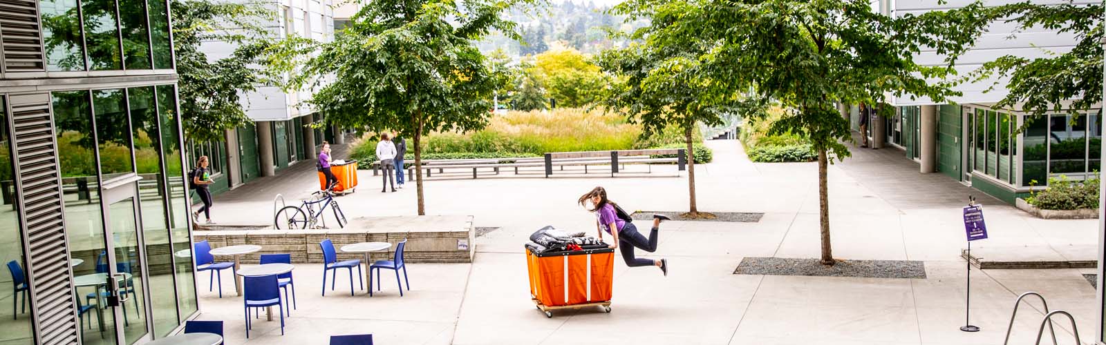 Excited student jumping for joy during move-in