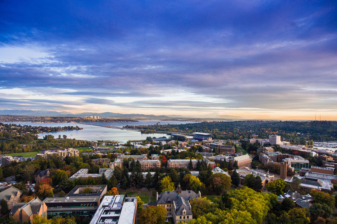 An aerial view of the University of Washington campus