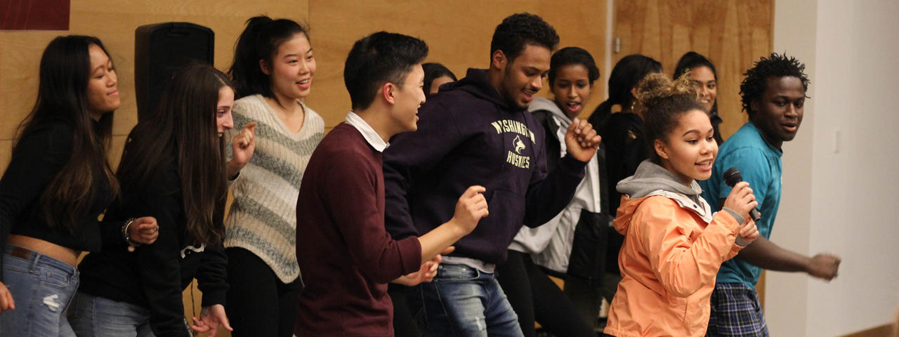 Students participating in an RPB event