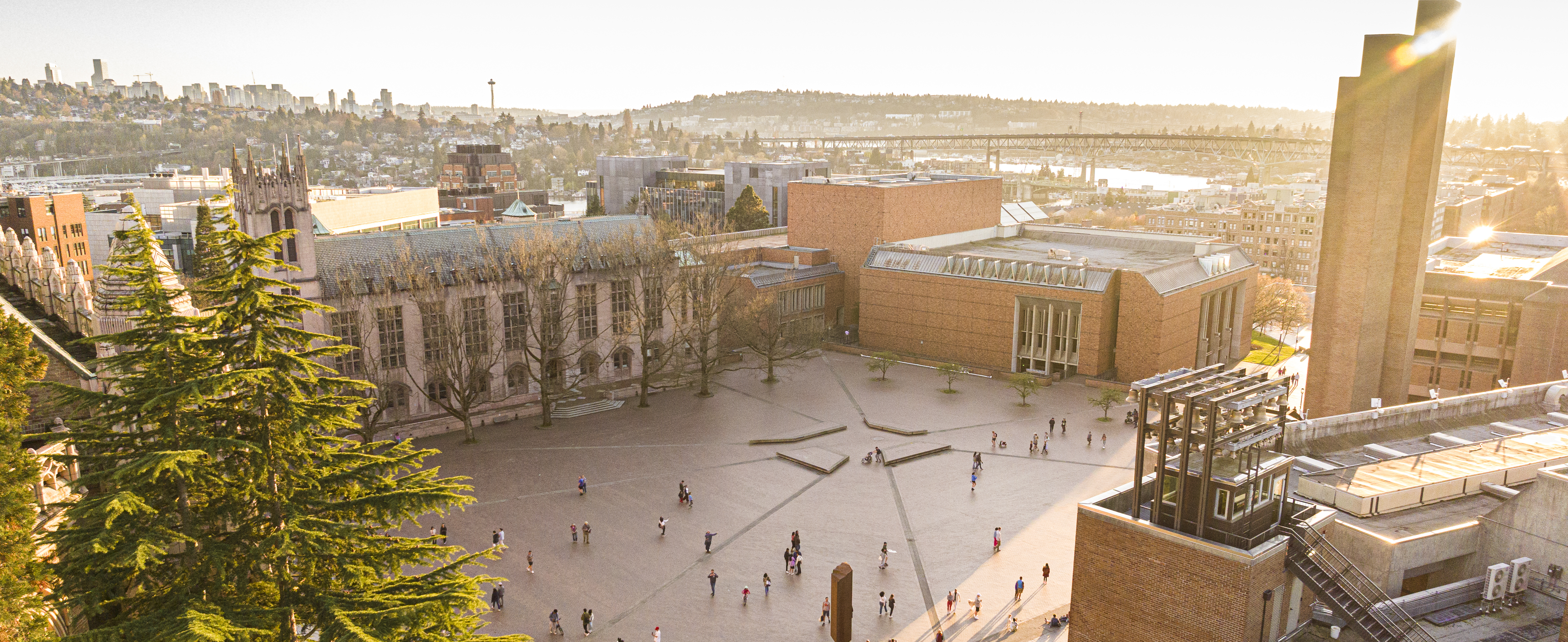 Overhead view of people walking through Red Square.