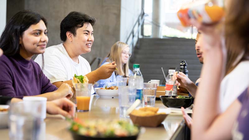 Students eating lunch at Local Point