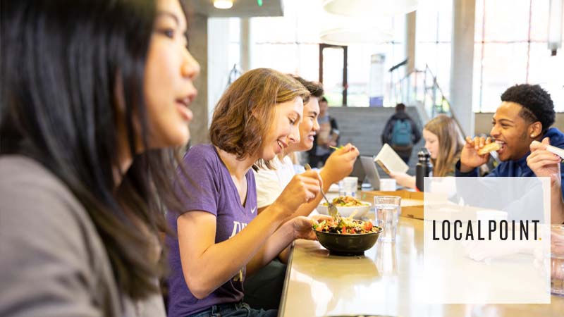 Students eating a meal at Local Point