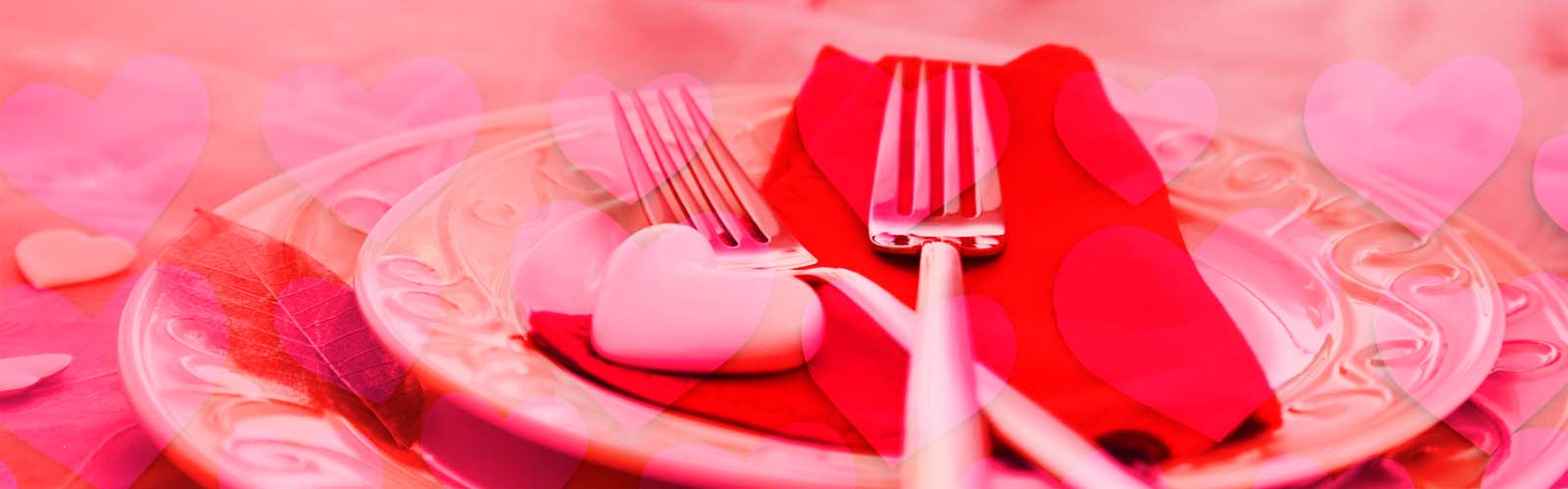 Pink and red dinner plate with hearts