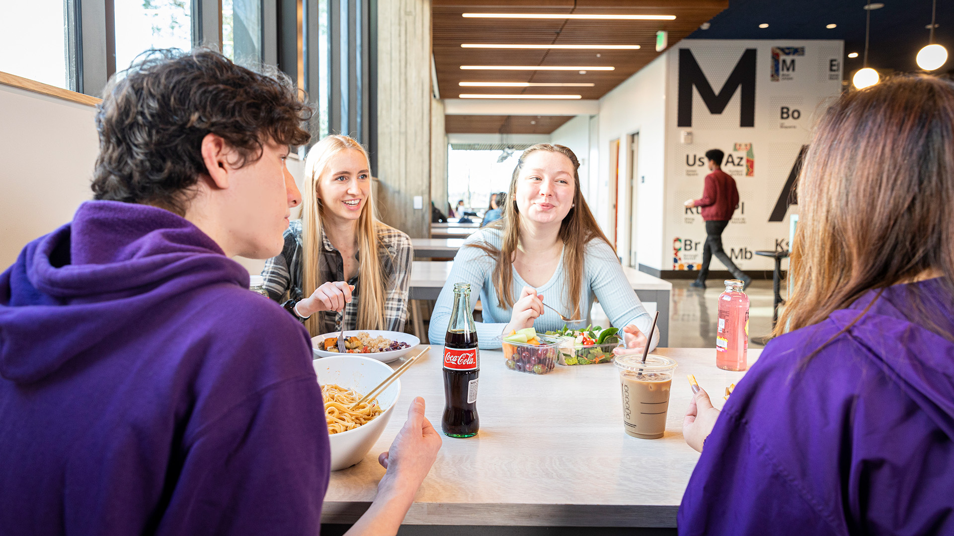 Students enjoying lunch at Center Table
