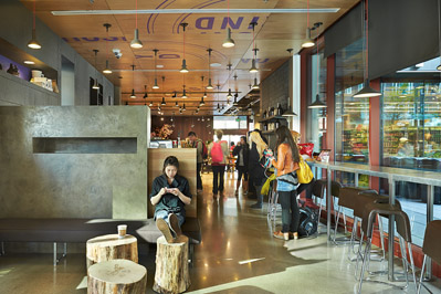 Line of students waiting to order at Husky Grind Cafe.
