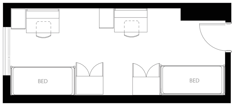 Layout image of Double with all gender community bath