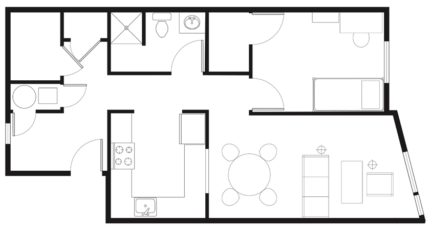 Image of One-bedroom apartment, private bath