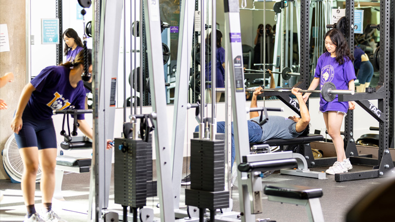 Students working out at Fitness Center West
